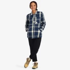 Topo Designs Mountain Shirt Jacket - Women's - Final Sale -Urban Trail Cheap Store F22 W MountainShirtJacket Navy WhitePlaid 322102410 Front 2