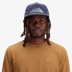 Topo Designs Corduroy Trucker Hat - Rugged Peaks -Urban Trail Cheap Store F23 U Corduroy Trucker Hat Rugged Peaks Navy 542306410 Front 1