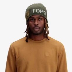 Topo Designs Slim Fitted Beanie -Urban Trail Cheap Store F23 U Slim Fitted Beanie Charcoal Olive 542301015 Front 1