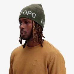 Topo Designs Slim Fitted Beanie -Urban Trail Cheap Store F23 U Slim Fitted Beanie Charcoal Olive 542301015 Quarter 1