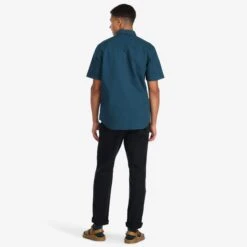 Topo Designs Dirt Shirt - Short Sleeve - Men's -Urban Trail Cheap Store S22 M DirtShirtS S PondBlue 111381476970 Back 9