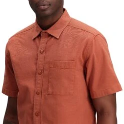 Topo Designs Dirt Shirt - Short Sleeve - Men's -Urban Trail Cheap Store S23 M Dirt CharcoalBrickPondBlue Look1 Detail 6