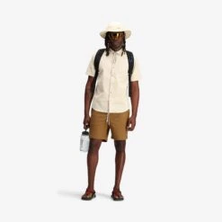 Topo Designs Dirt Shirt - Short Sleeve - Men's -Urban Trail Cheap Store S23 M Dirt SandDkKhakiCharcoal Look1 Detail 1